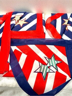 New Patriotic Scarfs Striped Star in Red, White & Blue lot of 4.. 28x29